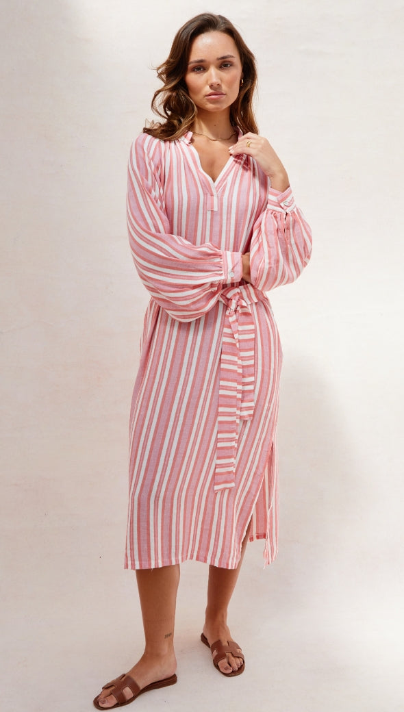 INES KAFTAN - CORAL STRIPE