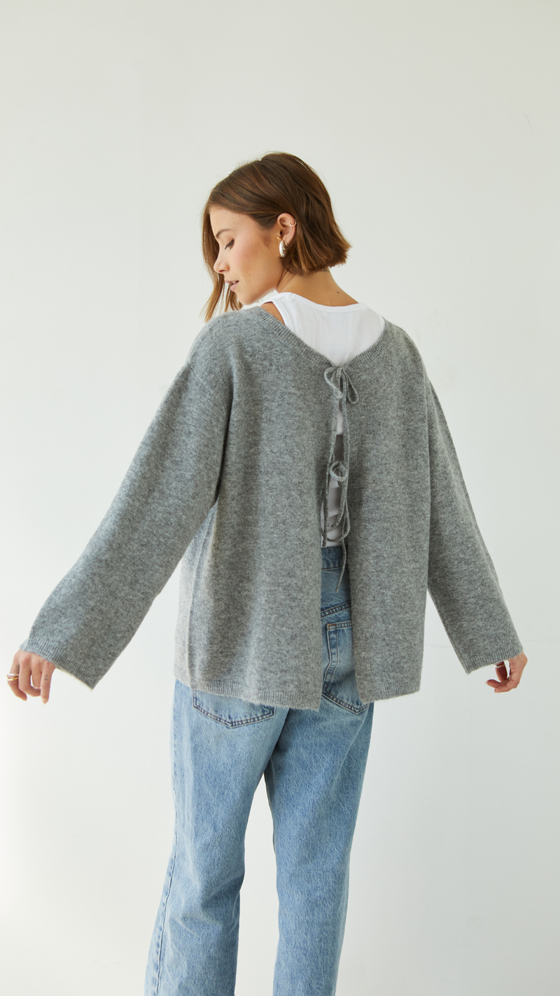 ERIN REVERSIBLE SWEATER - GREY