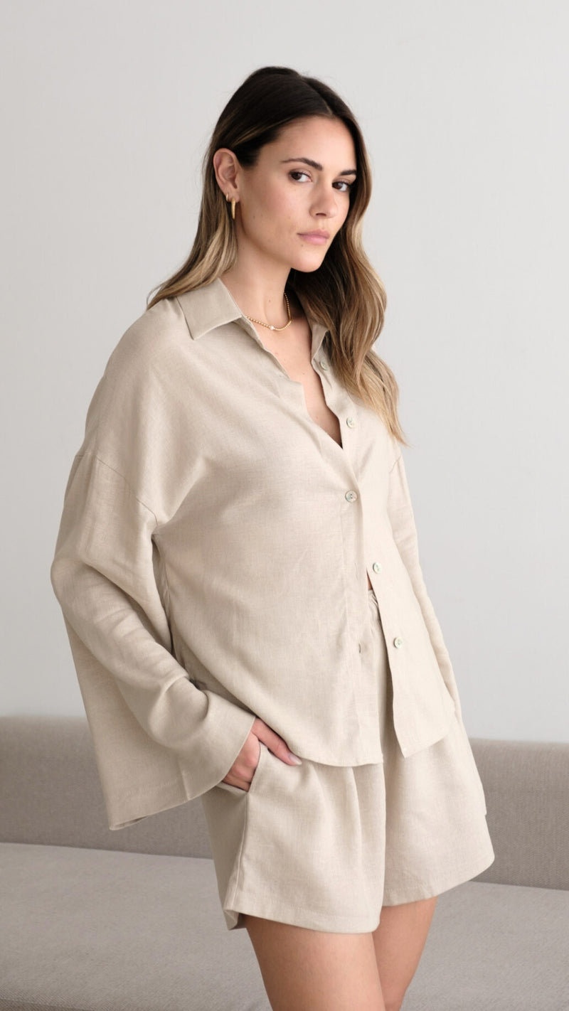 ASTRID LINEN SHIRT - SAND