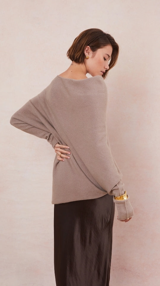 Natalie Asymmetric Sweater - Smoke