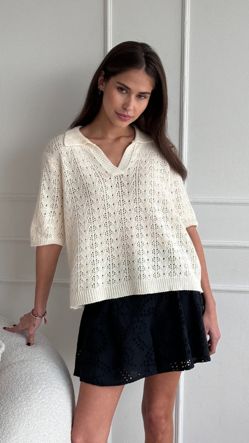 LETTY CROCHET TOP - ECRU
