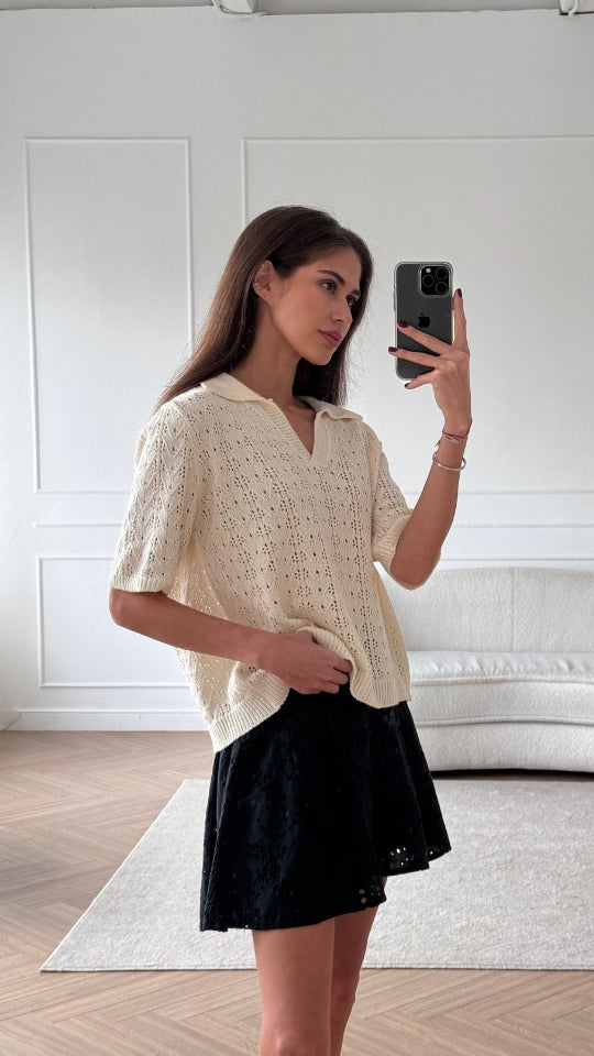 LETTY CROCHET TOP - ECRU