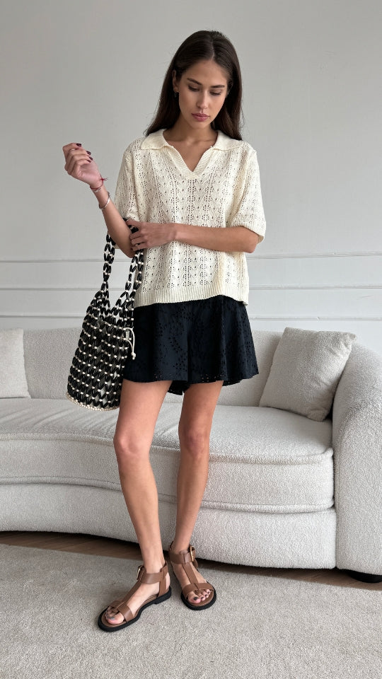 LETTY CROCHET TOP - ECRU