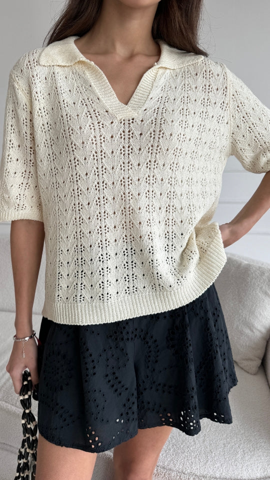 LETTY CROCHET TOP - ECRU
