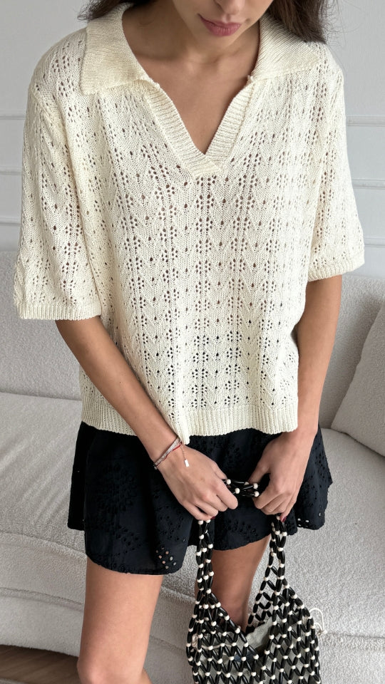 LETTY CROCHET TOP - ECRU