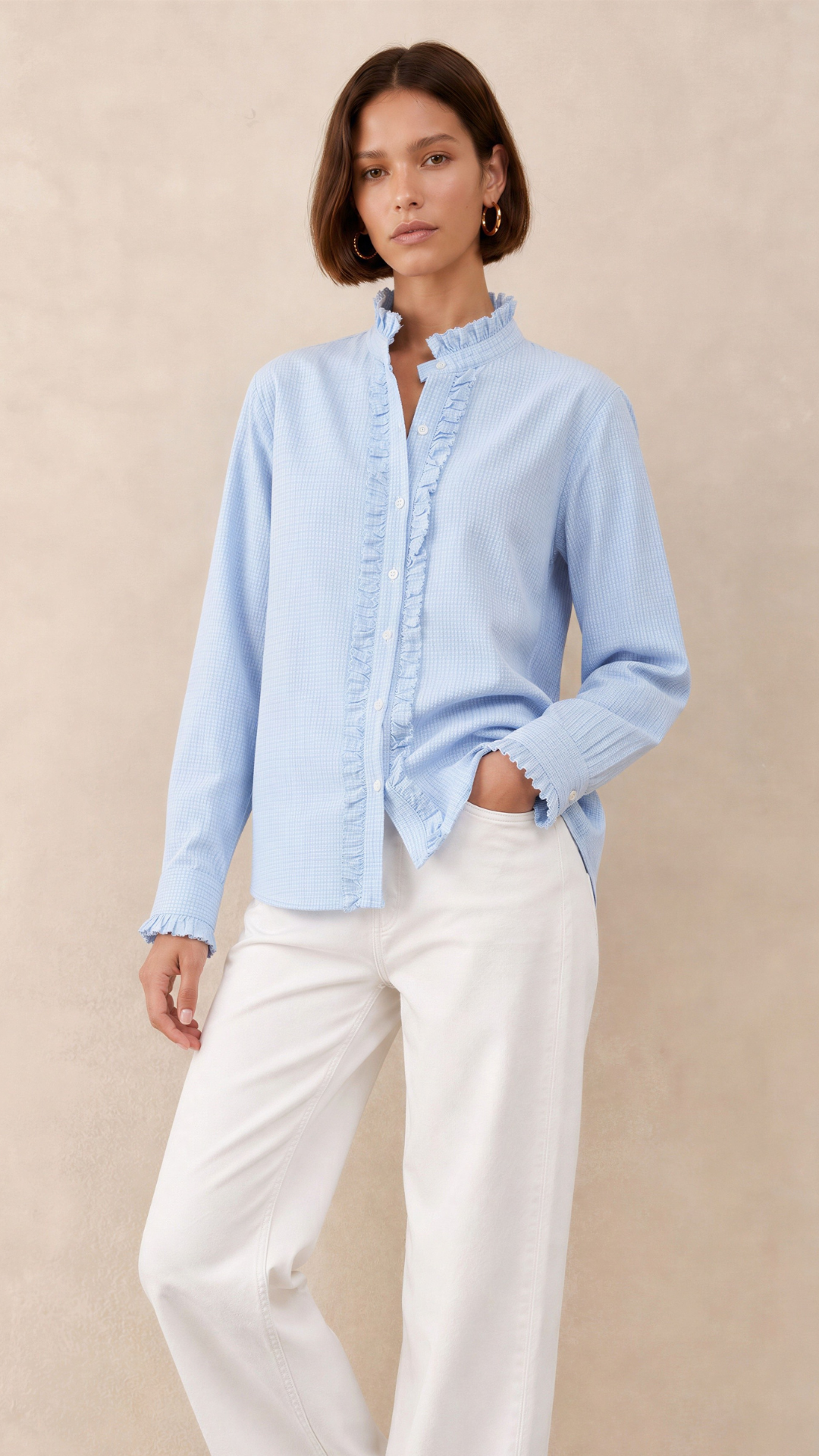Daria Shirt - Soft Blue Check