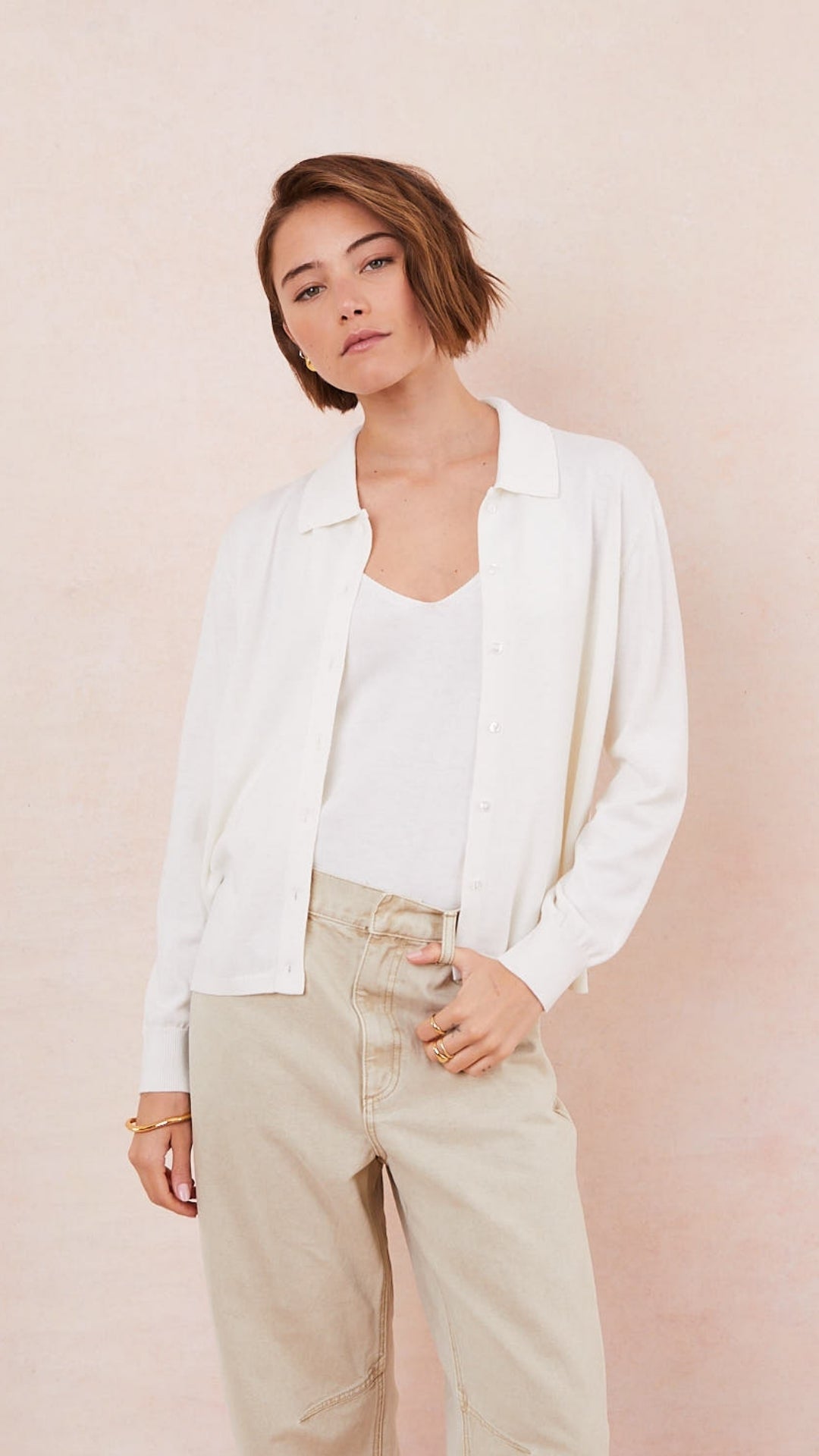 Kora Knitted Twin Set - Ivory
