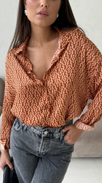 RHEA SILK SHIRT - TERRACOTTA PRINT