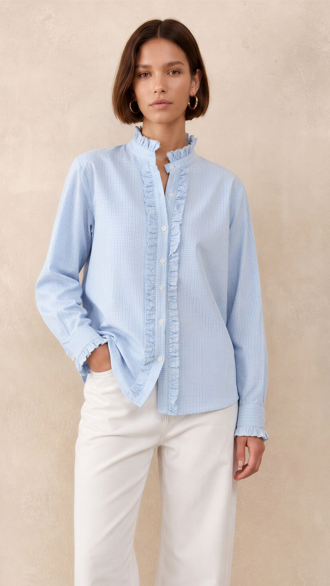 Daria Shirt - Soft Blue Check