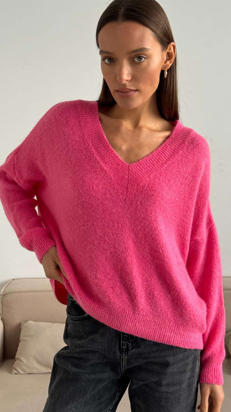 APRIL ALPACA SWEATER - CANDY PINK