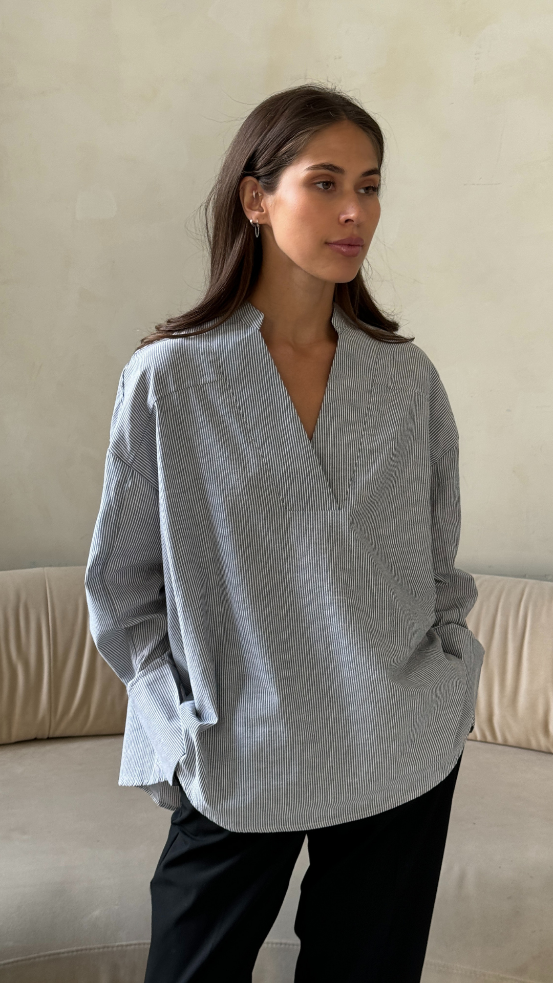 April Top - White/Black Stripe