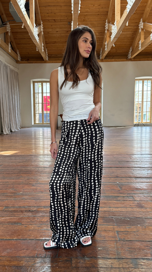 EMERSON TROUSERS  - BLACK/WHITE PRINT