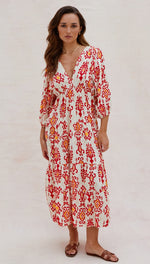 FIONA DRESS - RED PRINT