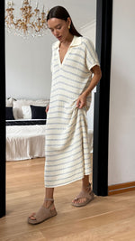 ERIN KNIT DRESS - ECRU GREY STRIPES