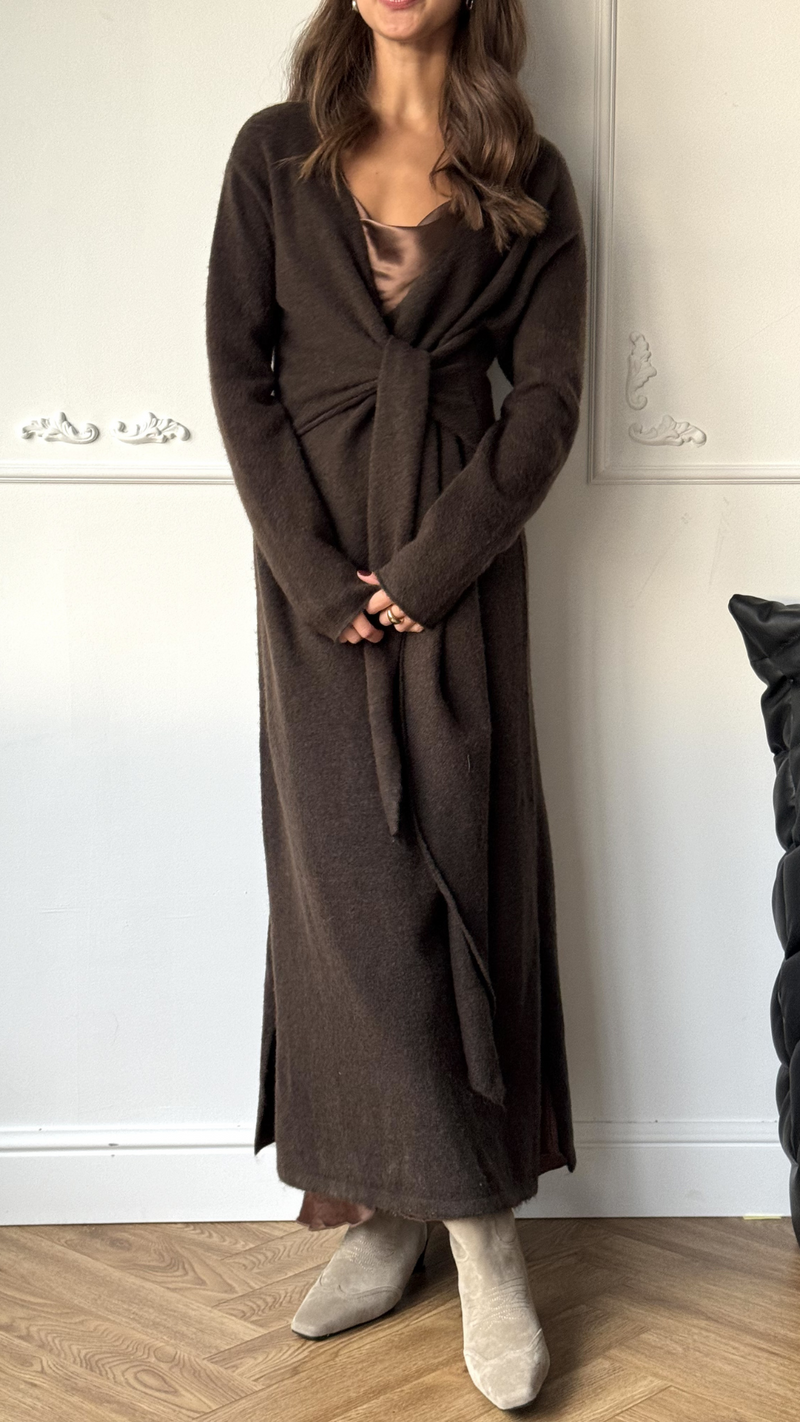 Keira Knit Wrap Dress - Dark Espresso