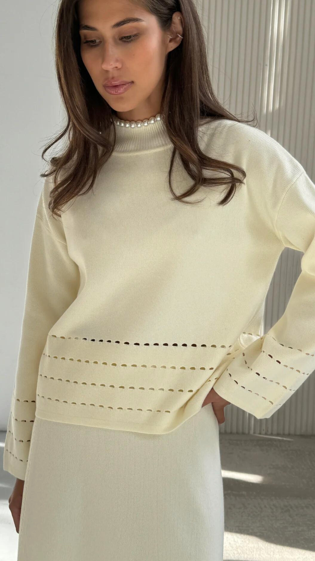 Blair Knitted Top - Cream