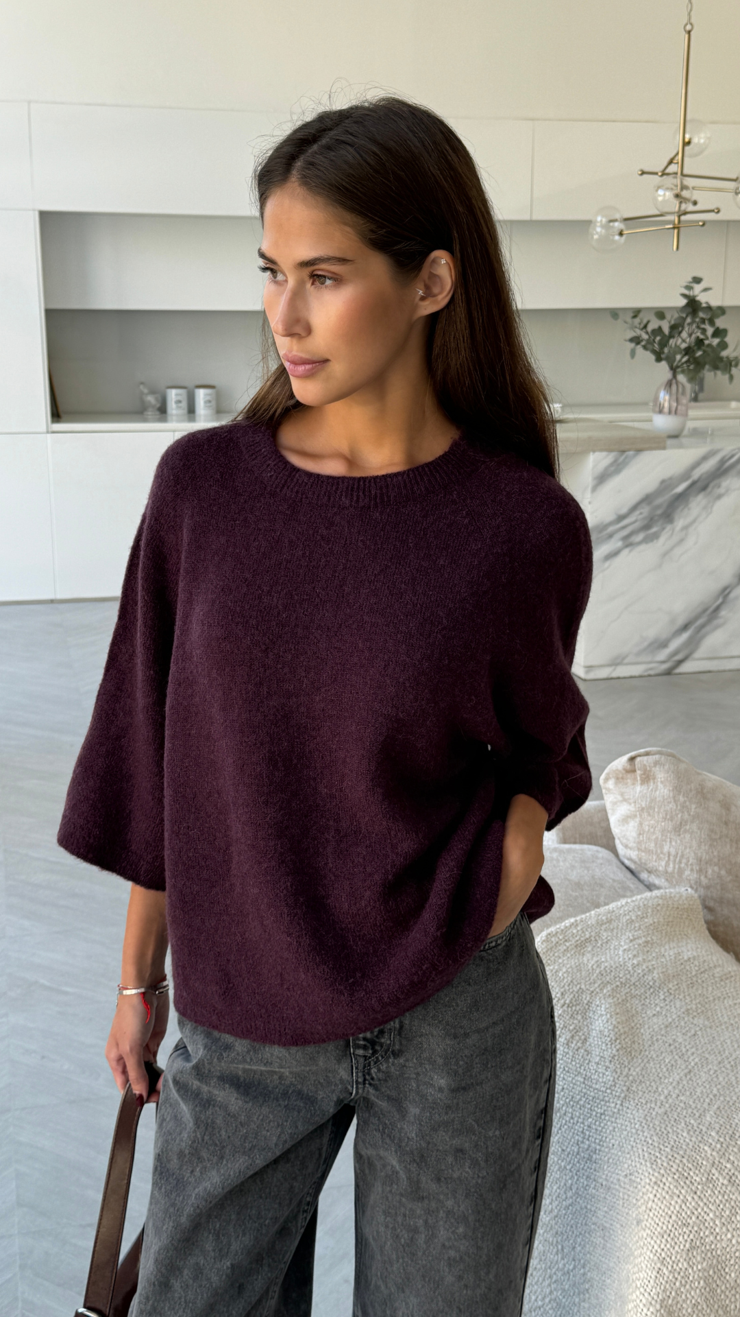 Piper Alpaca Knit - Dark Cherry