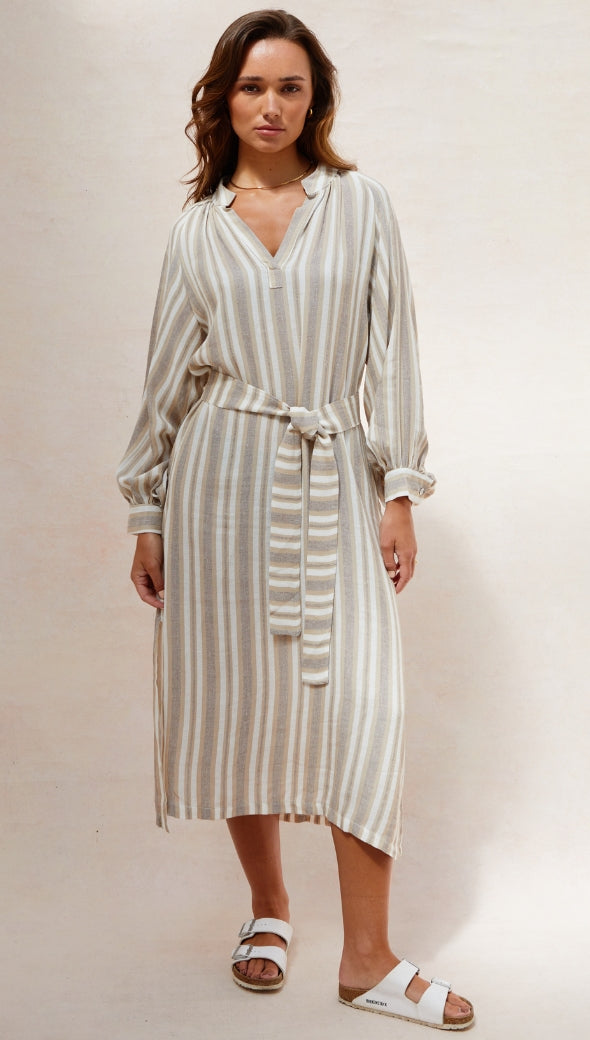 INES KAFTAN - TAUPE STRIPE