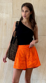 LAINA BRODERIE SHORTS - TANGERINE