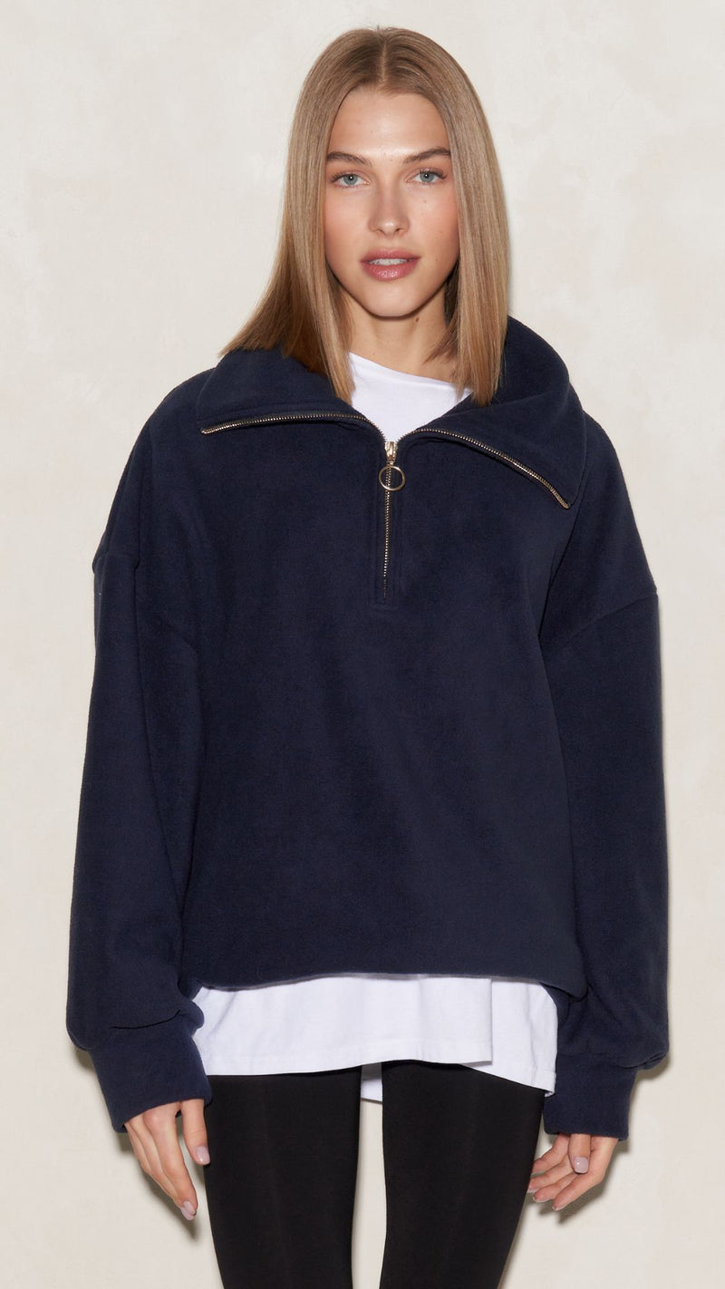 SOPHIE HALF ZIP SWEATER - NAVY