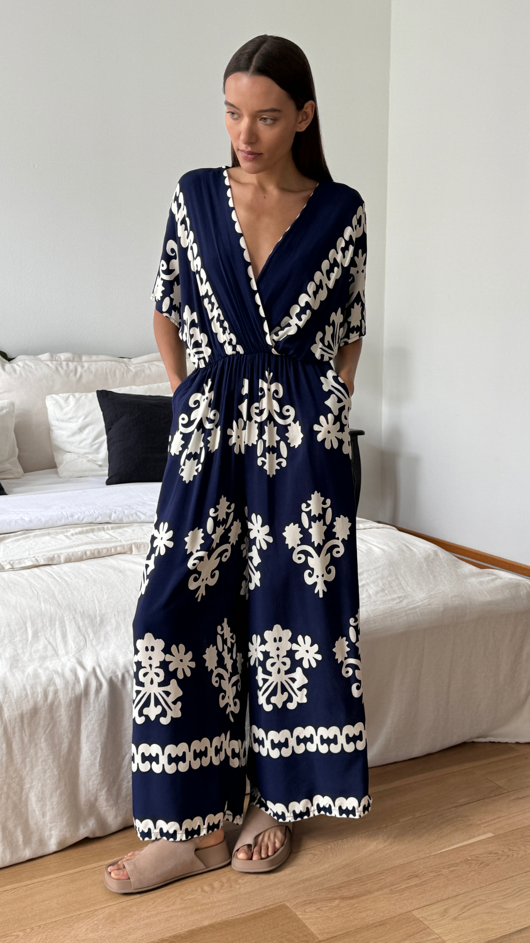Molly Printed Jumpsuit - Celeste Blue
