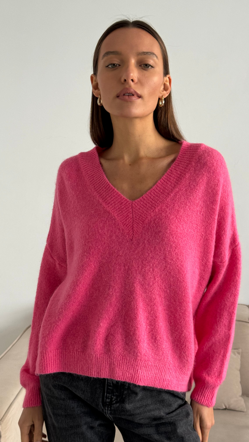 APRIL ALPACA SWEATER - CANDY PINK