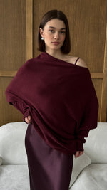 NATALIE ASYMMETRIC SWEATER - BURGUNDY