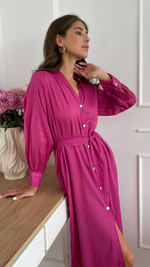 JADE SHIRT DRESS - FUCHSIA