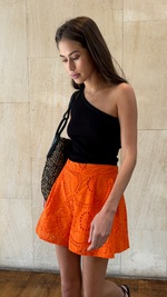 LAINA BRODERIE SHORTS - TANGERINE