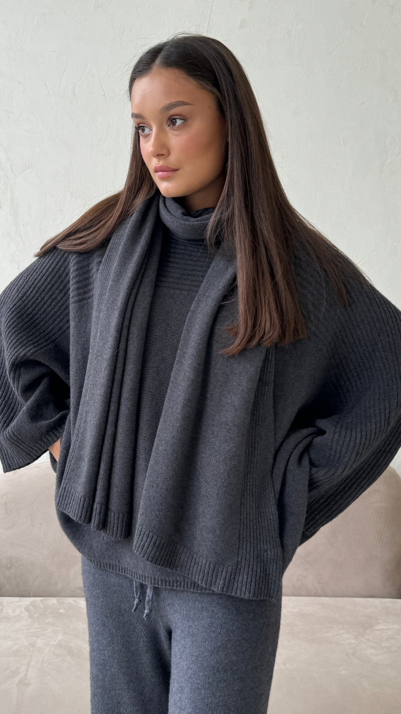 CORA WRAP SCARF - ANTHRACITE