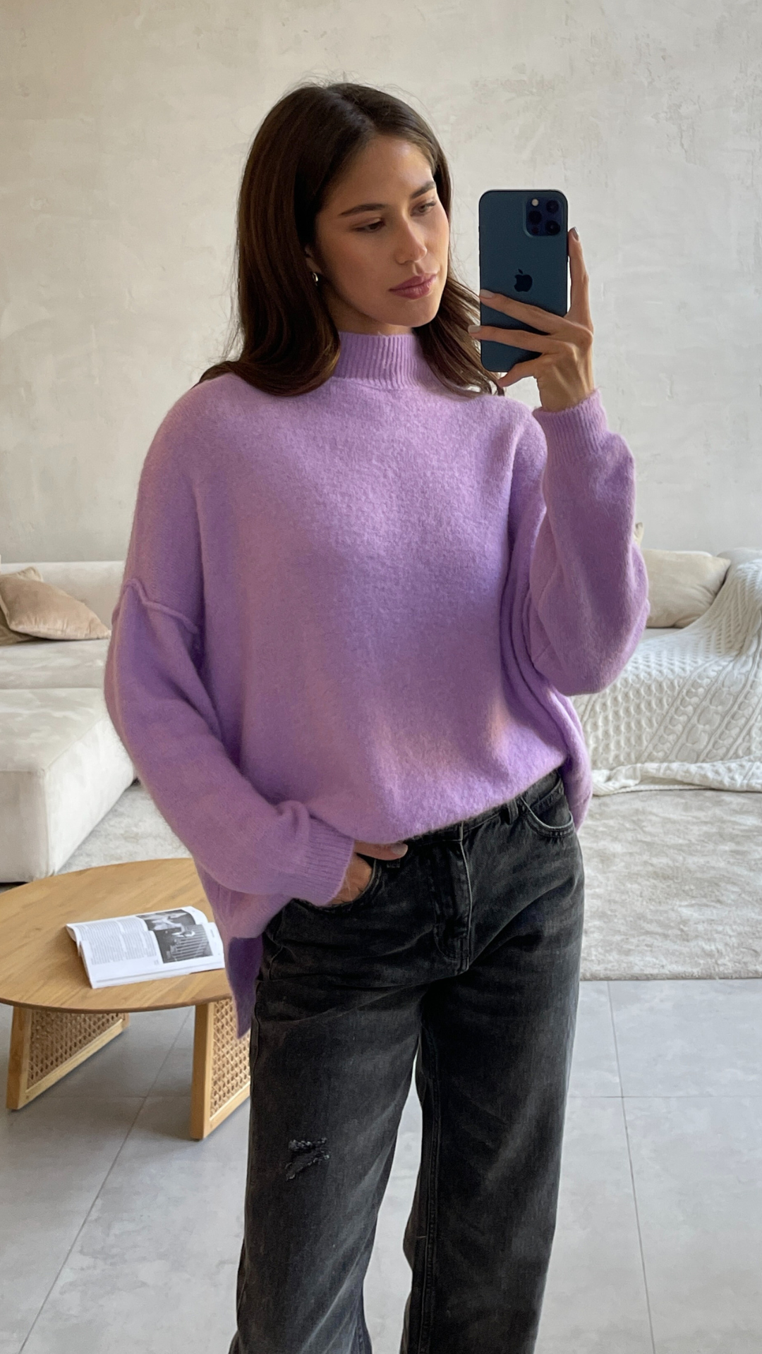 Lilac shop sweater outfit