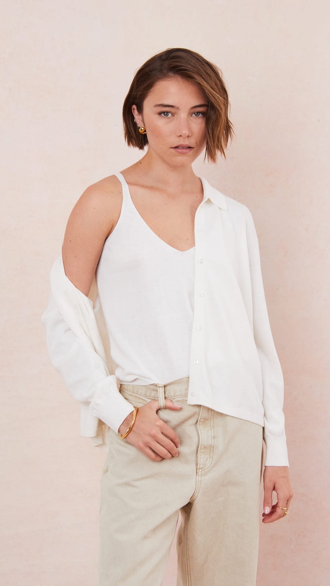 Kora Knitted Twin Set - Ivory
