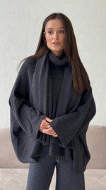 CORA WRAP SCARF - ANTHRACITE