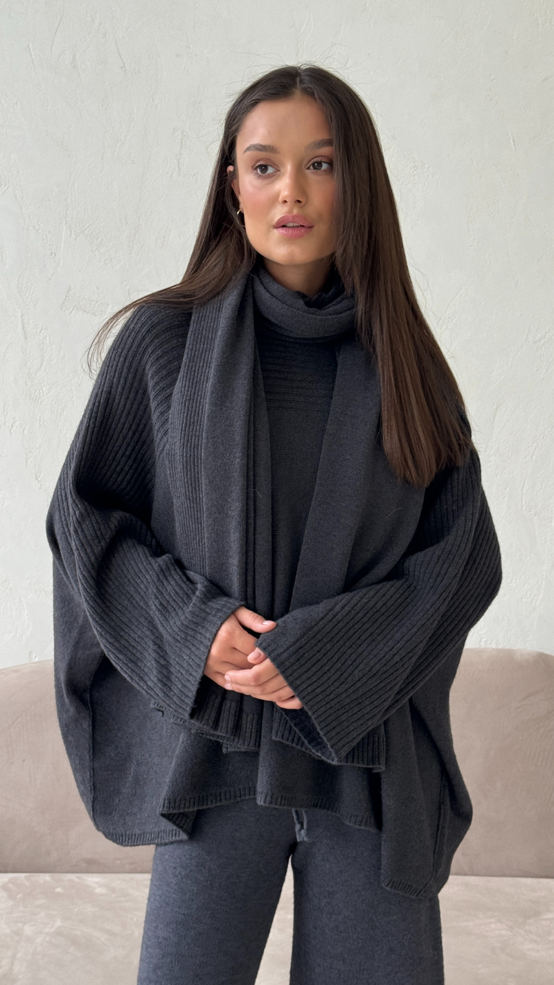 CORA WRAP SCARF - ANTHRACITE