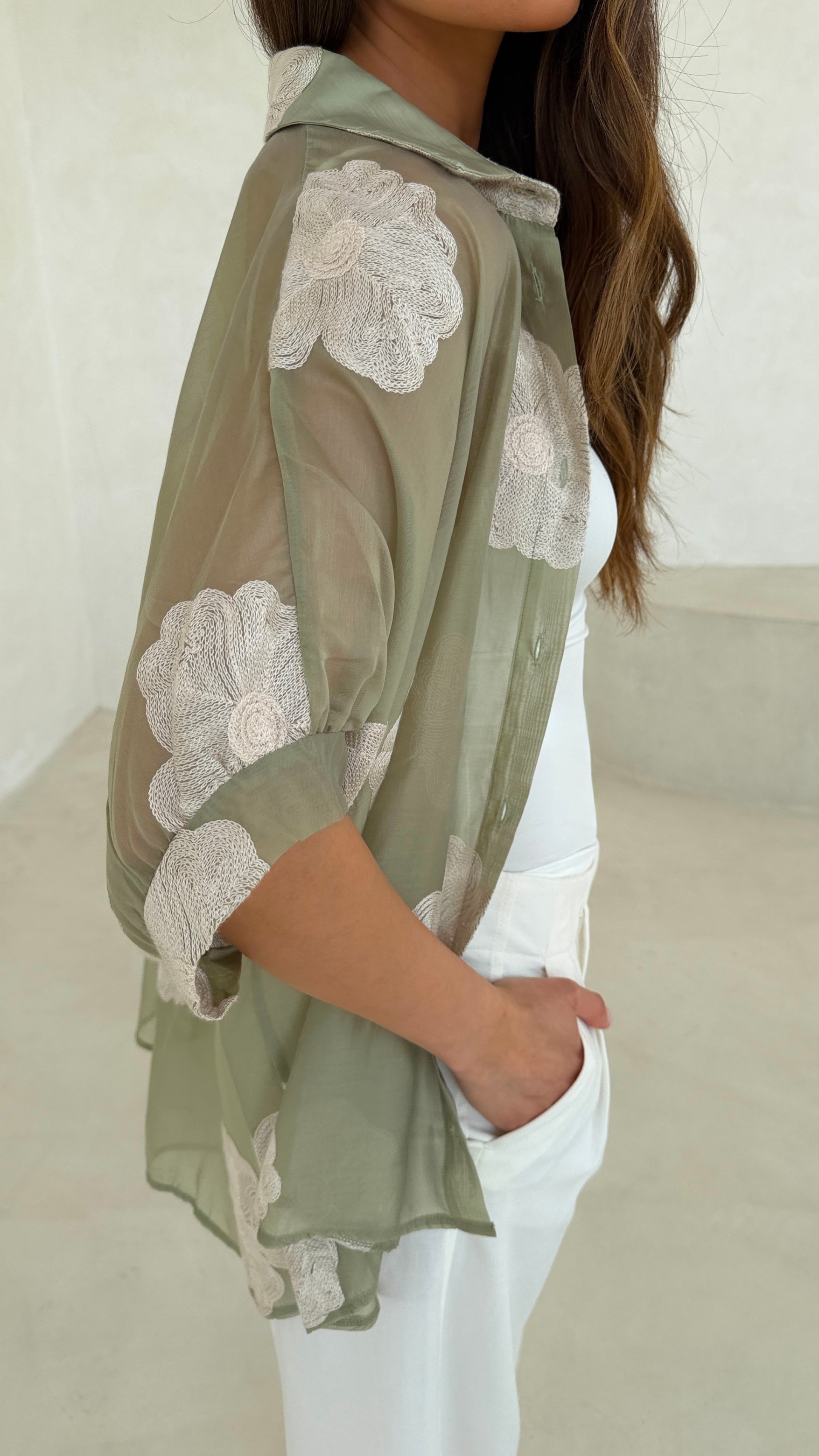 Rosie Embroidered Shirt - Mint