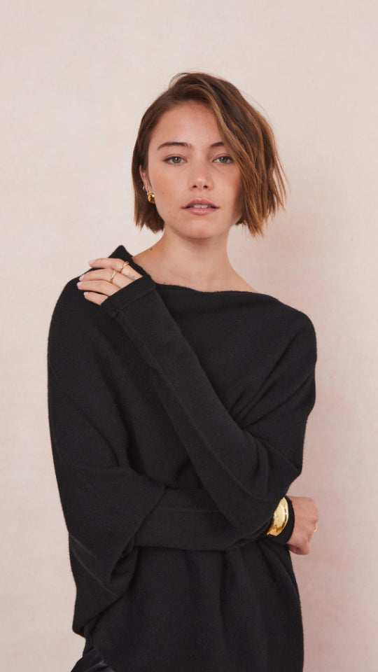 Natalie Asymmetric Sweater - Black