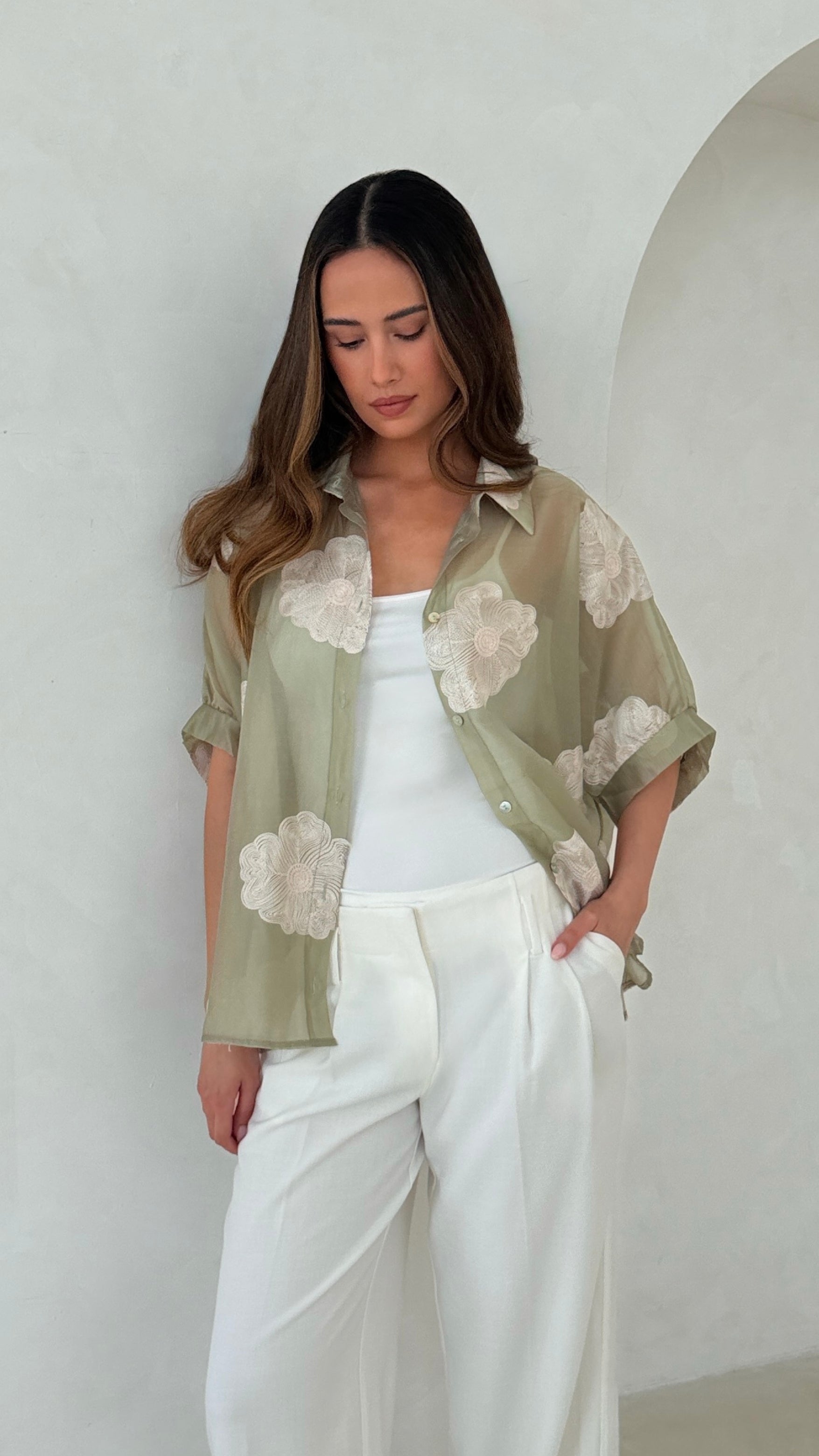 Rosie Embroidered Shirt - Mint