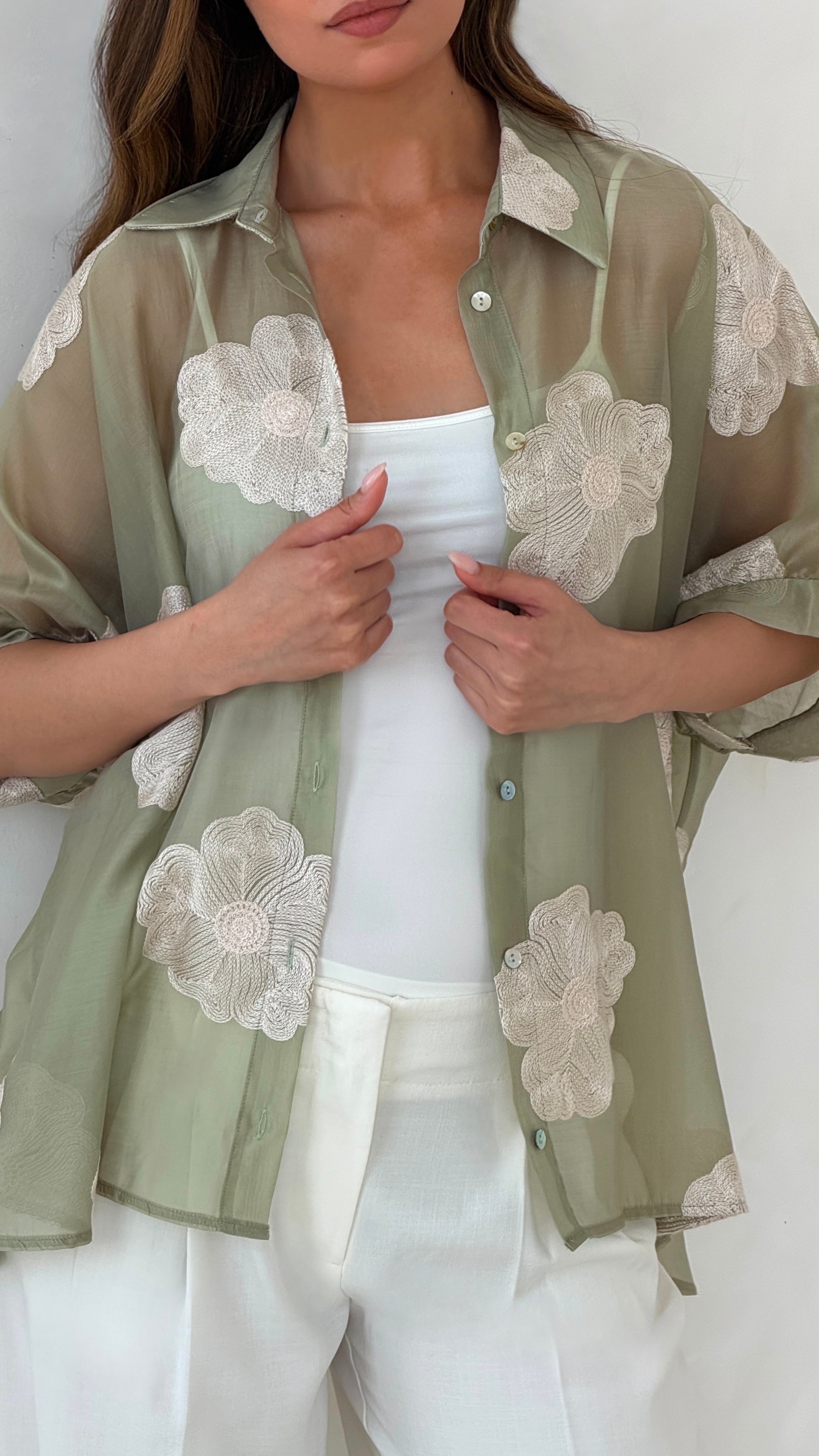 Rosie Embroidered Shirt - Mint