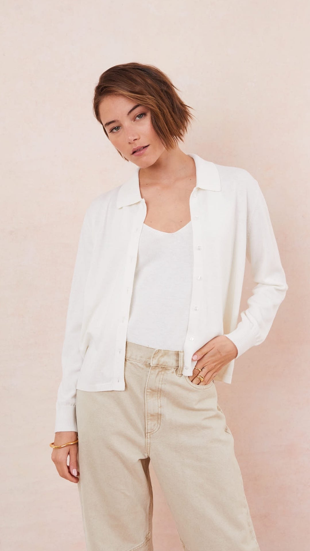 Kora Knitted Twin Set - Ivory