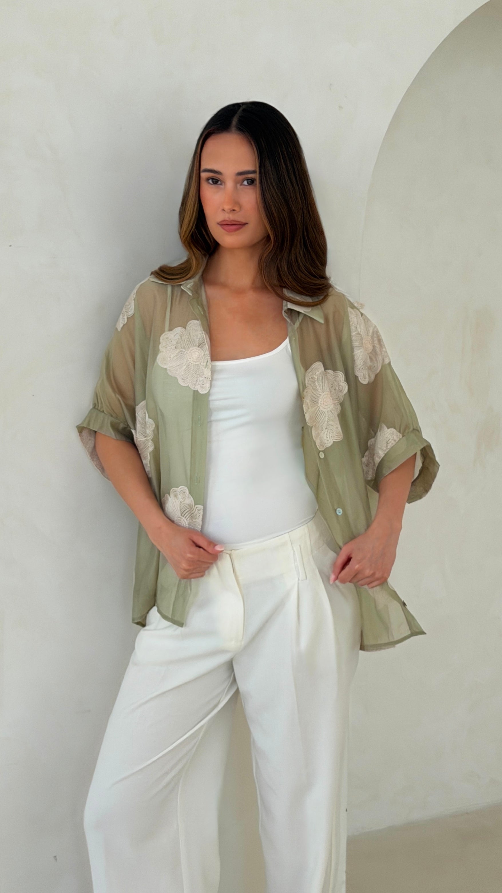 Rosie Embroidered Shirt - Mint