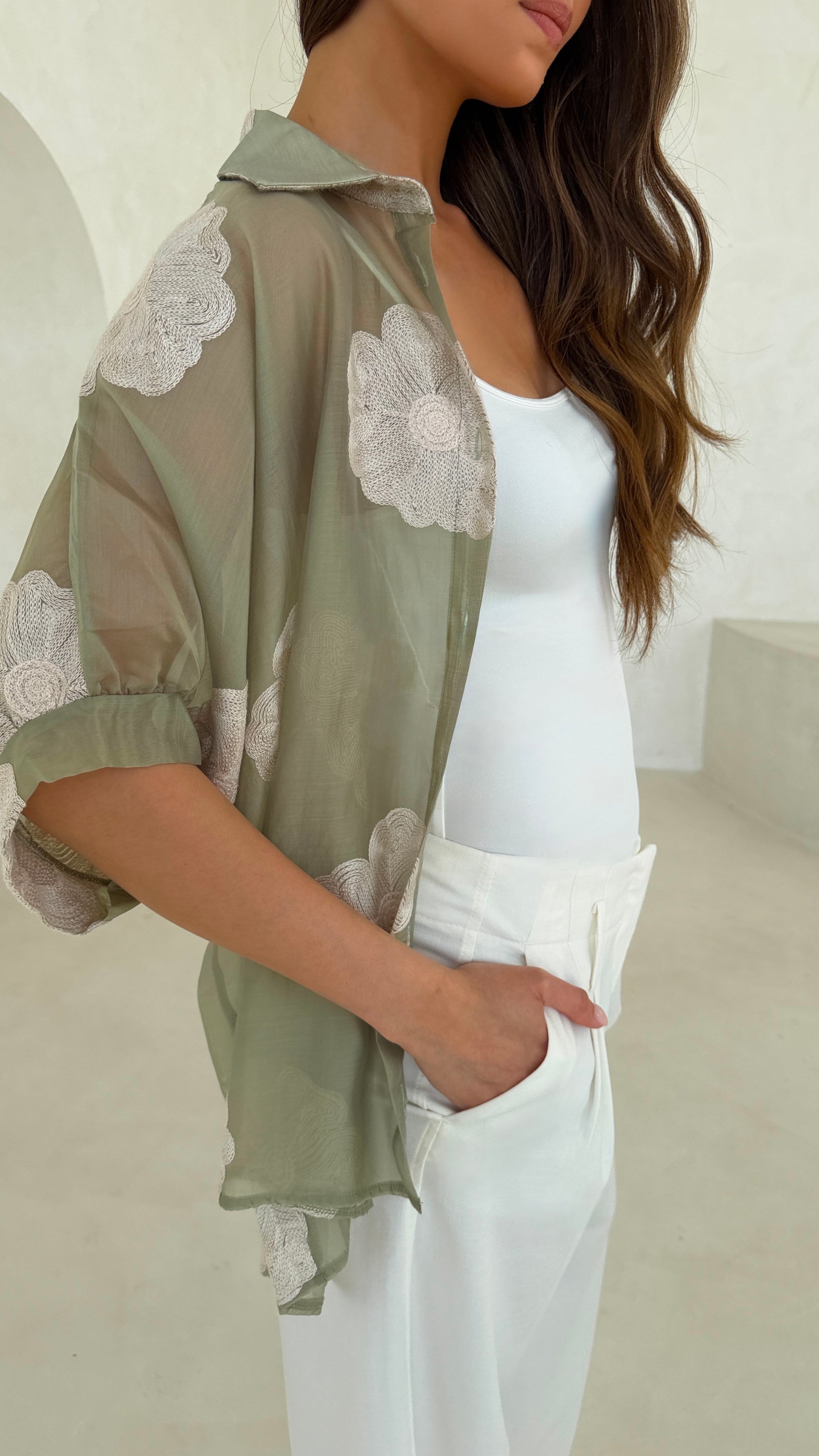 Rosie Embroidered Shirt - Mint