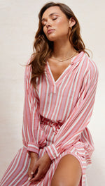 INES KAFTAN - CORAL STRIPE