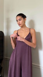 NATALIE SATIN JUMPSUIT - BURGUNDY