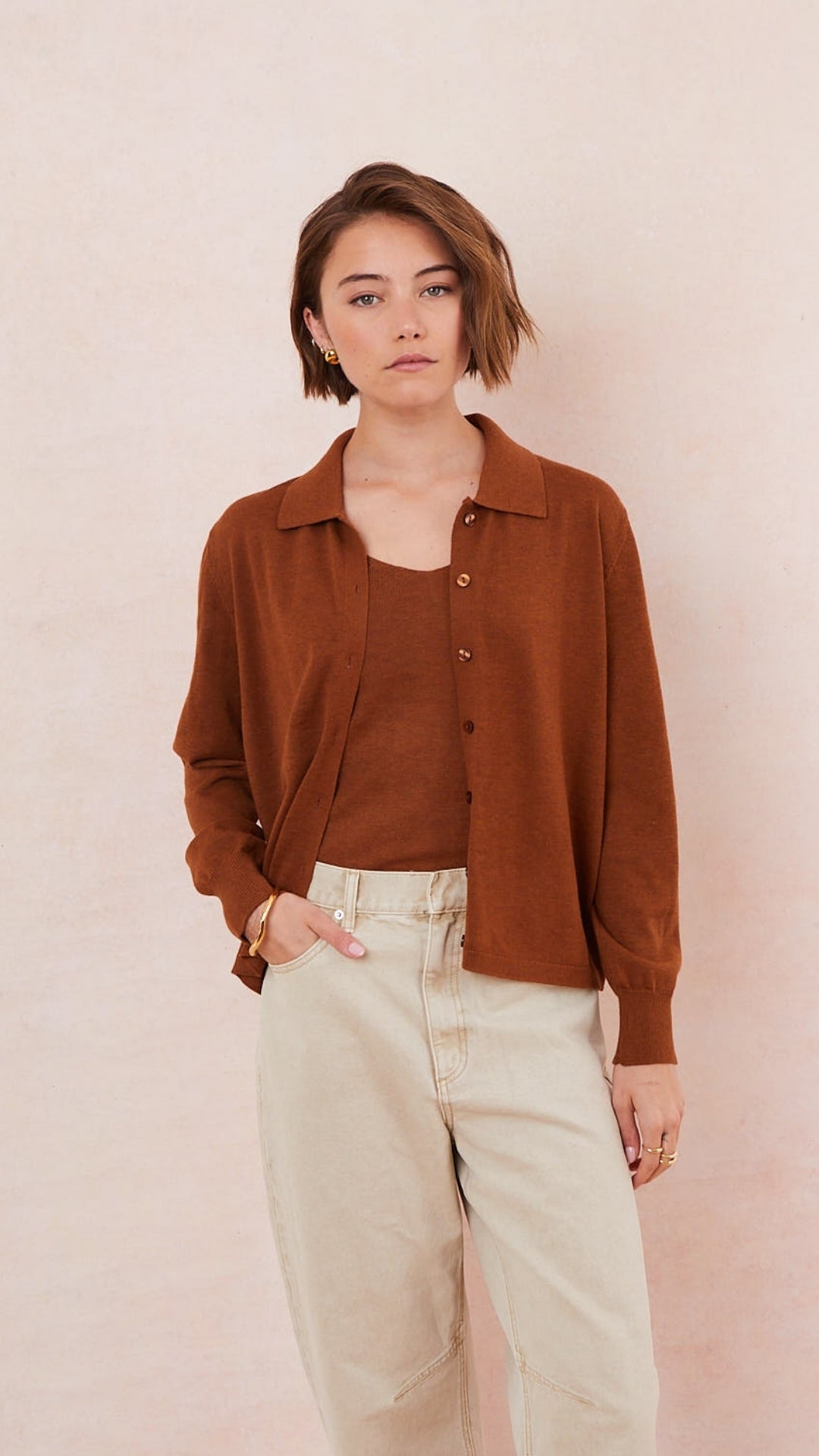 Kora Knitted Twin Set - Terracota