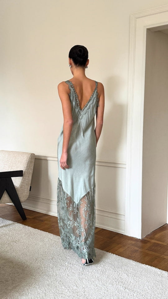 SOLANGE SLIP DRESS - SAGE