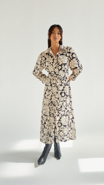 EMALINE SHIRT DRESS - BLACK FLORAL PRINT