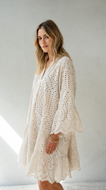 NORA BRODERIE DRESS - STONE