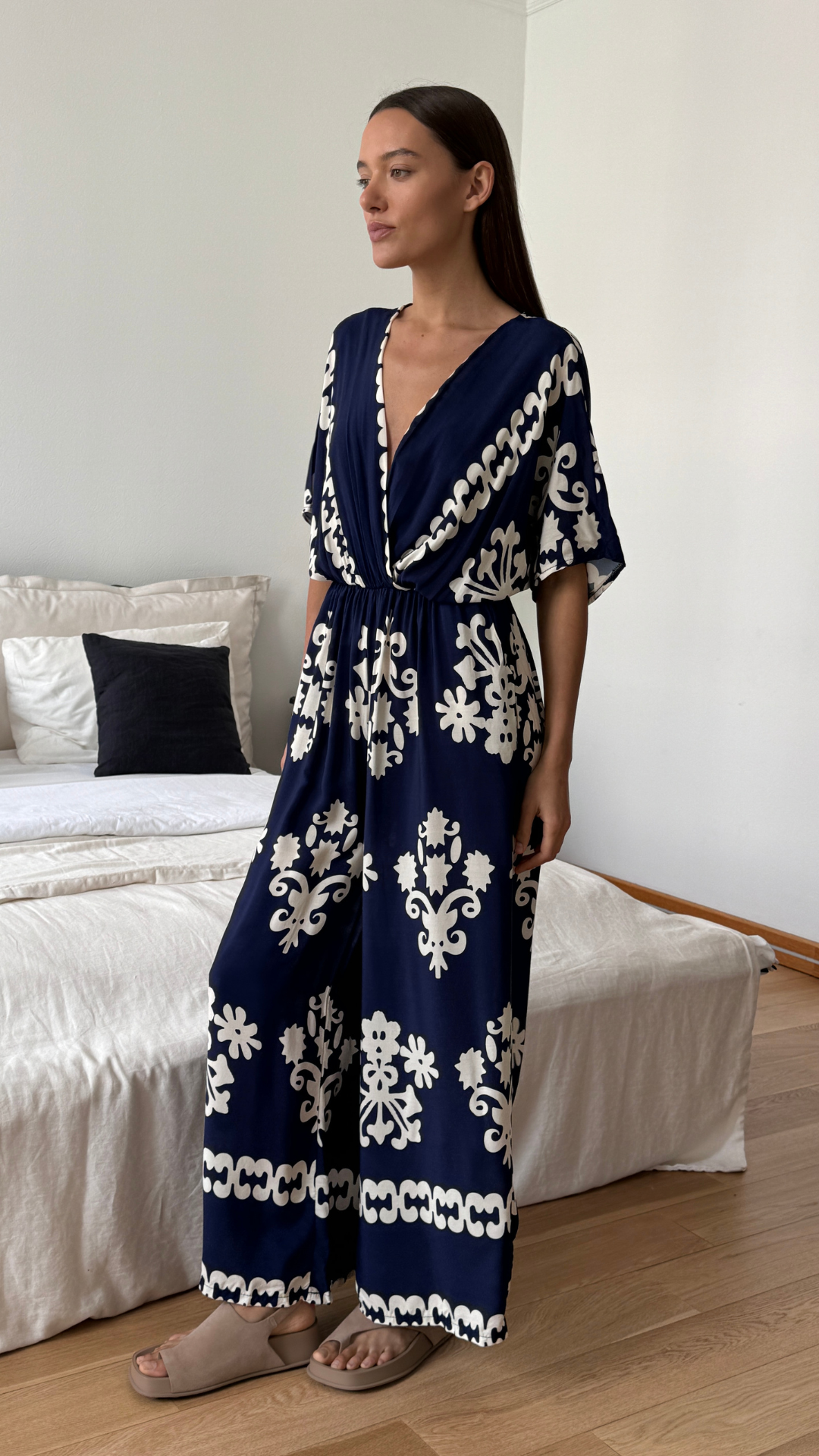Molly Printed Jumpsuit - Celeste Blue