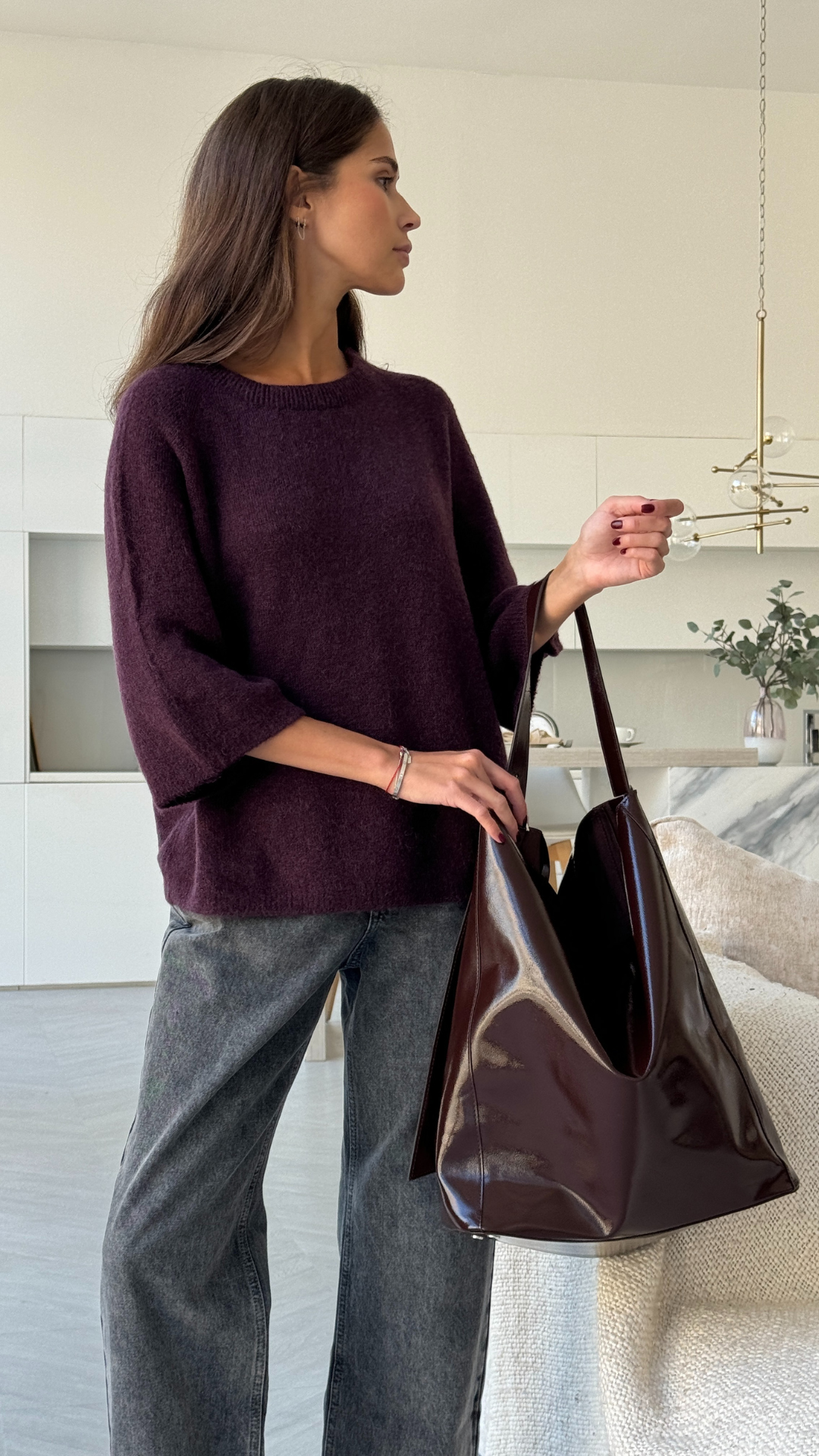 Piper Alpaca Knit - Dark Cherry