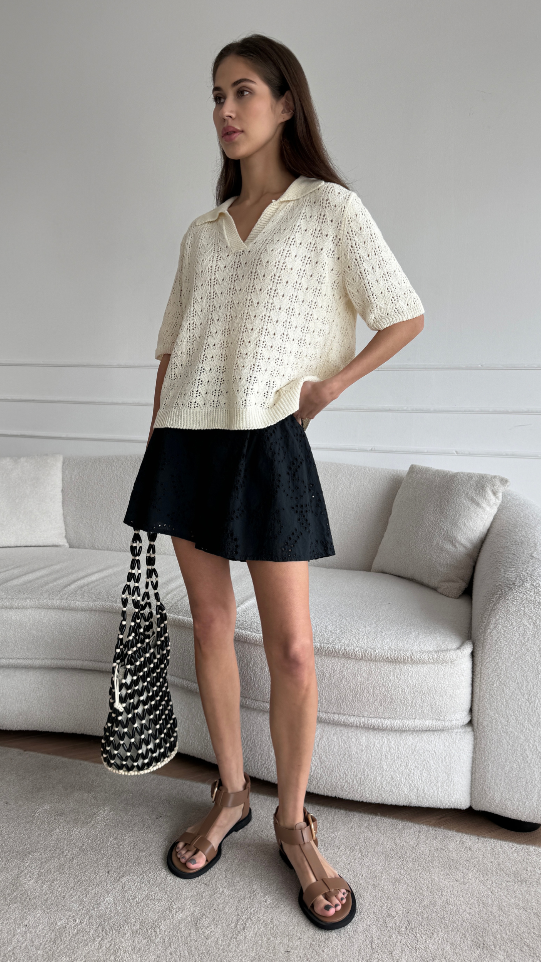 Laina Broderie Shorts - Black
